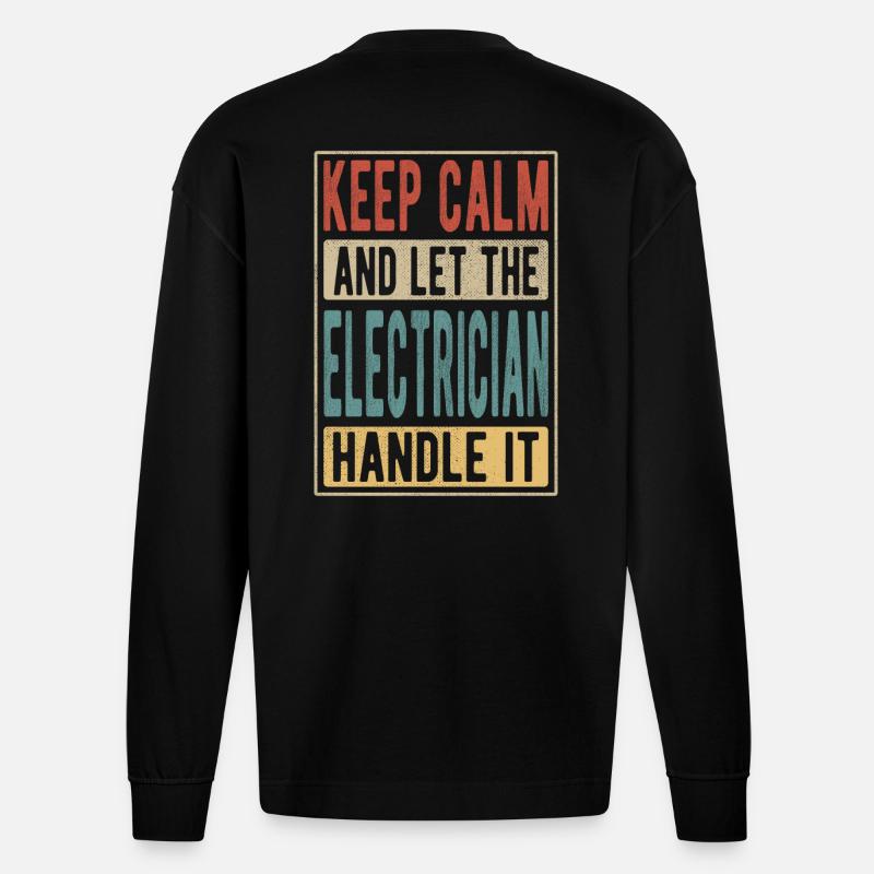 Elektriker Retro Geschenk - Heavyweight Oversized Organic Langarmshirt Made in EU - SOLID BLACK