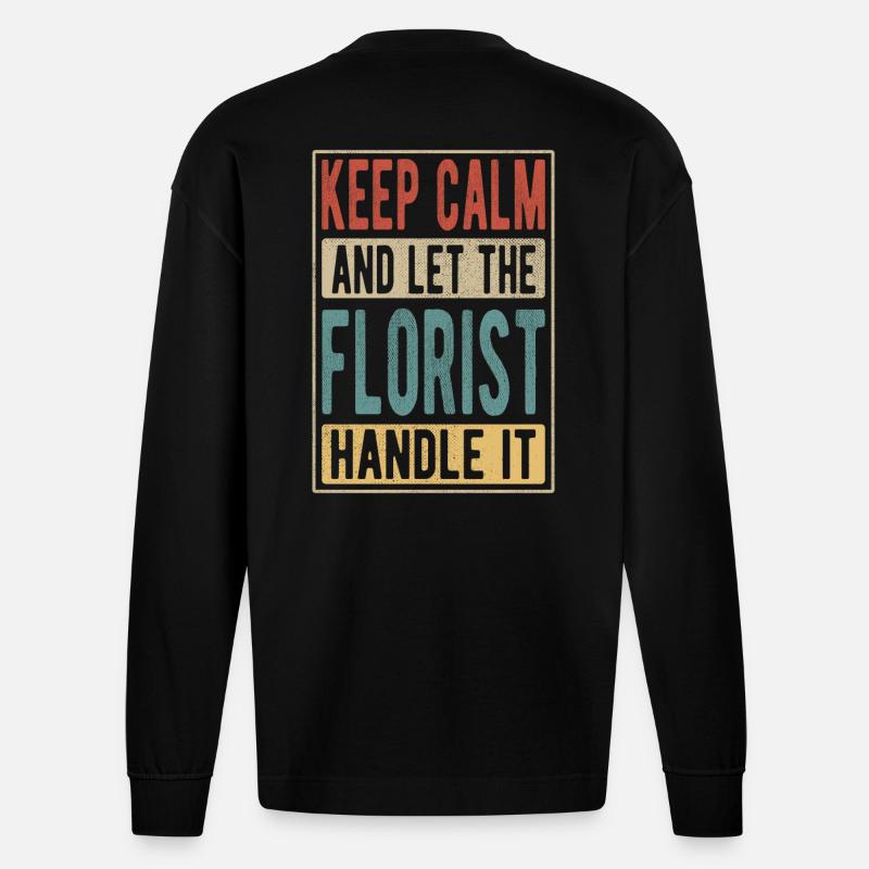 Florist Retro Geschenk - Heavyweight Oversized Organic Langarmshirt Made in EU - SOLID BLACK
