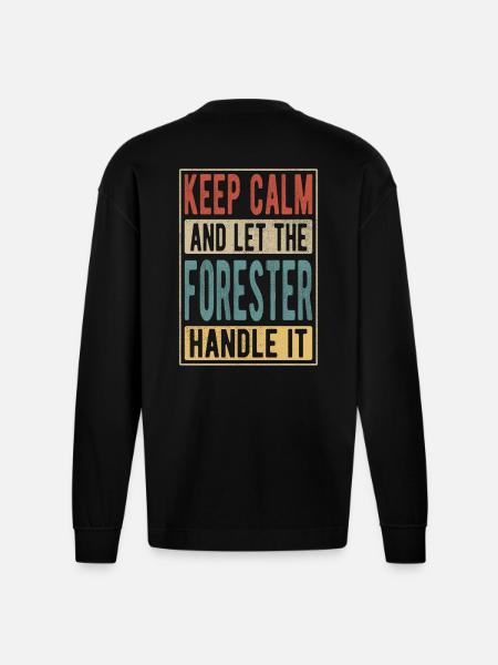 Förster Retro Geschenk - Heavyweight Oversized Organic Langarmshirt Made in EU - SOLID BLACK