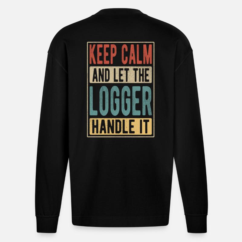 Logger Retro Geschenk - Heavyweight Oversized Organic Langarmshirt Made in EU - SOLID BLACK