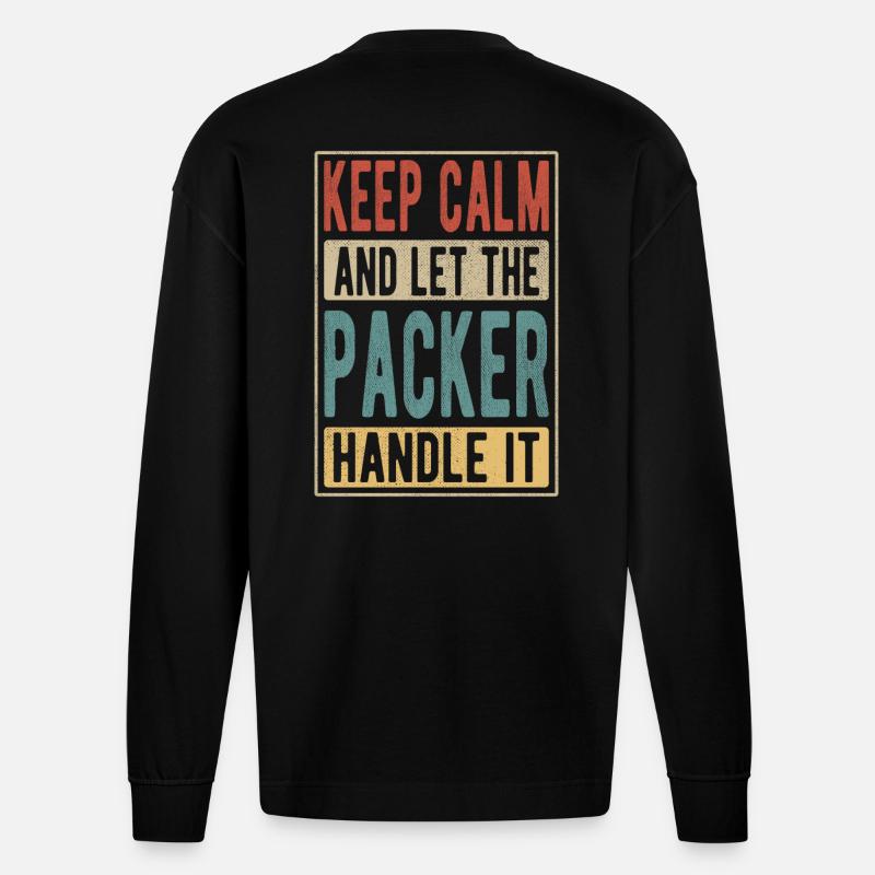Packer Retro Geschenk - Heavyweight Oversized Organic Langarmshirt Made in EU - SOLID BLACK