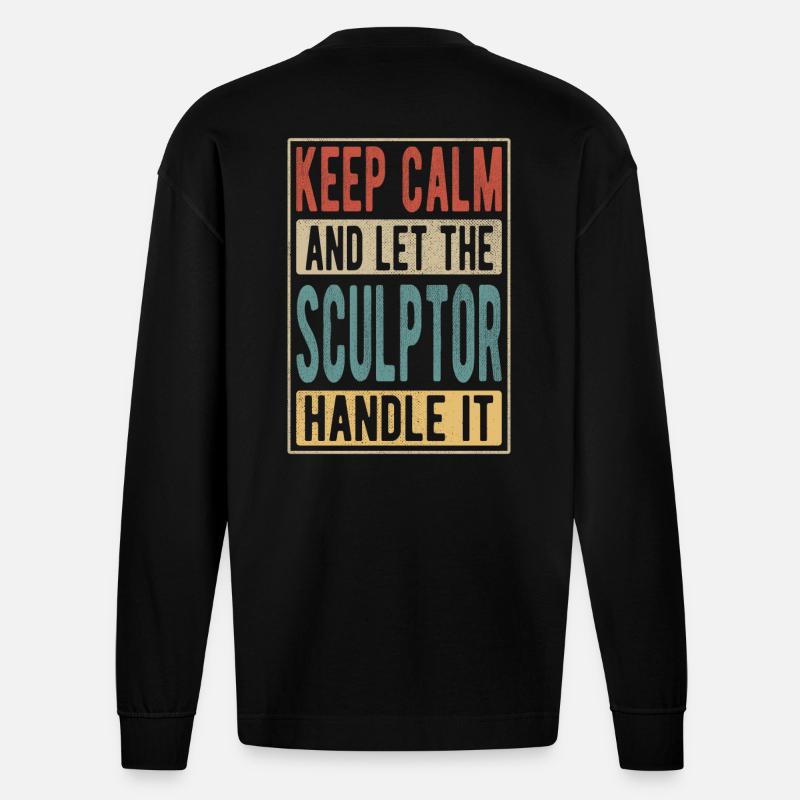 Bildhauer Retro Geschenk - Heavyweight Oversized Organic Langarmshirt Made in EU - SOLID BLACK