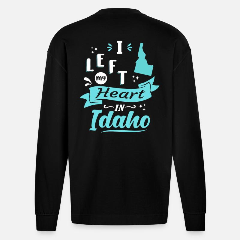 Idaho Souvenir Liebe - Heavyweight Oversized Organic Langarmshirt Made in EU - SOLID BLACK