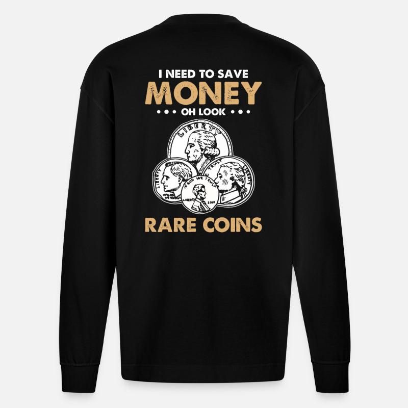 Samlare av sällsynta mynt - Heavyweight Oversized Organic Longsleeve Made in EU - SOLID BLACK