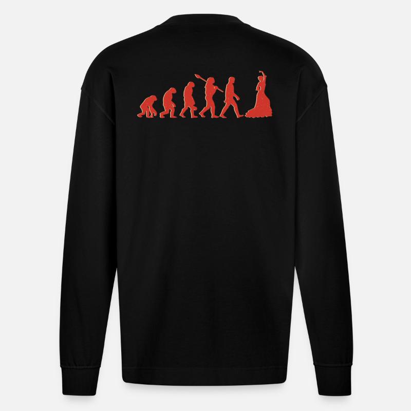 Evolution Zum Flamenco Tänzer - Heavyweight Oversized Organic Langarmshirt Made in EU - SOLID BLACK