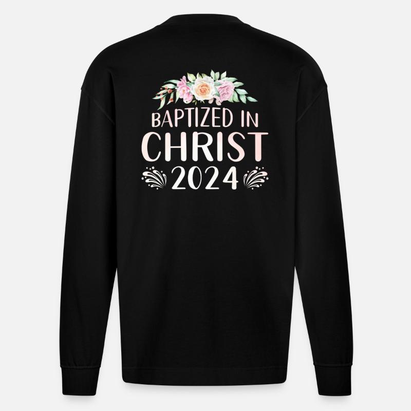 Baptisés en Christ 2024 - Manches longues bio épais oversize fabriqué en UE - SOLID BLACK