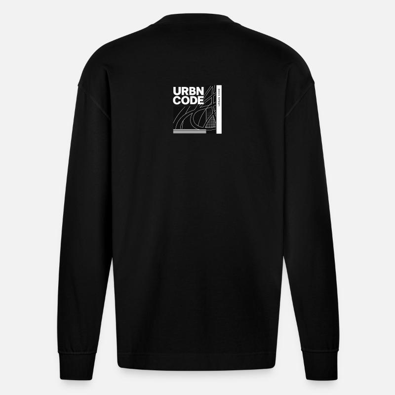 Urban Code Liniendesign - Heavyweight Oversized Organic Langarmshirt Made in EU - SOLID BLACK