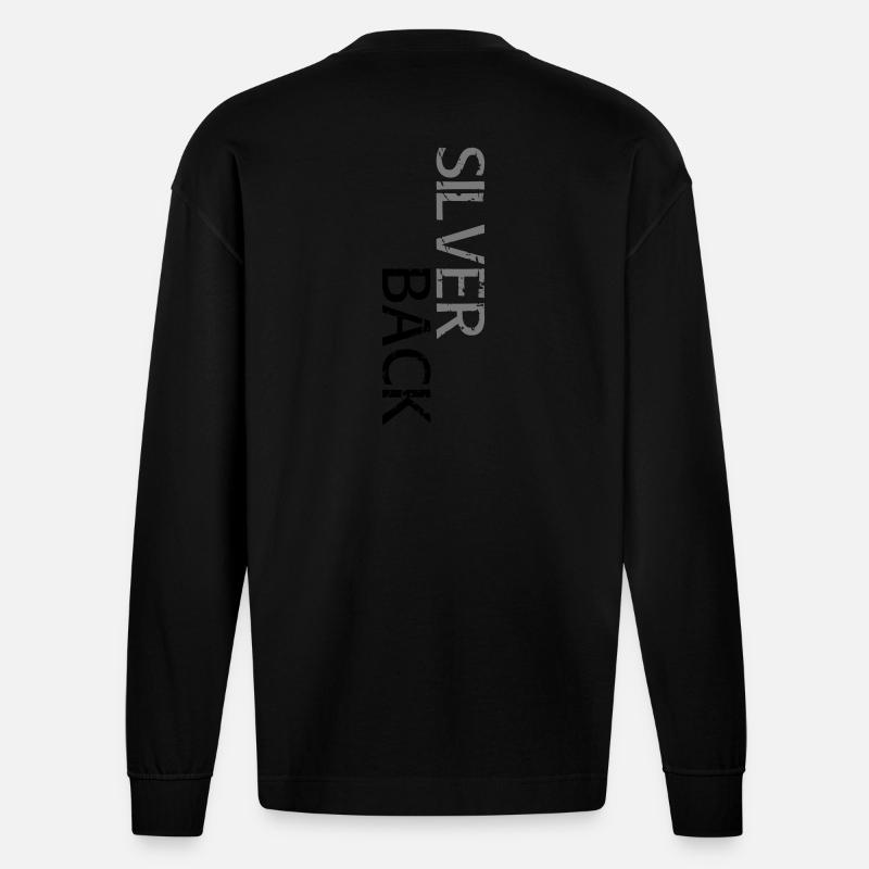 SILVERBACK (en décalage) - Manches longues bio épais oversize fabriqué en UE - SOLID BLACK