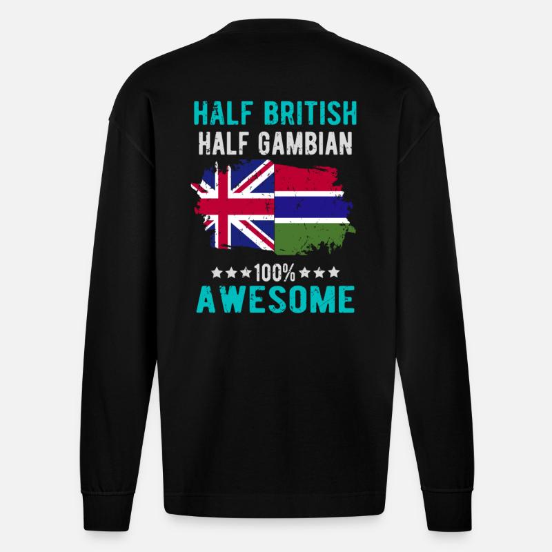 Halb Brite Halb Gambier - Heavyweight Oversized Organic Langarmshirt Made in EU - SOLID BLACK