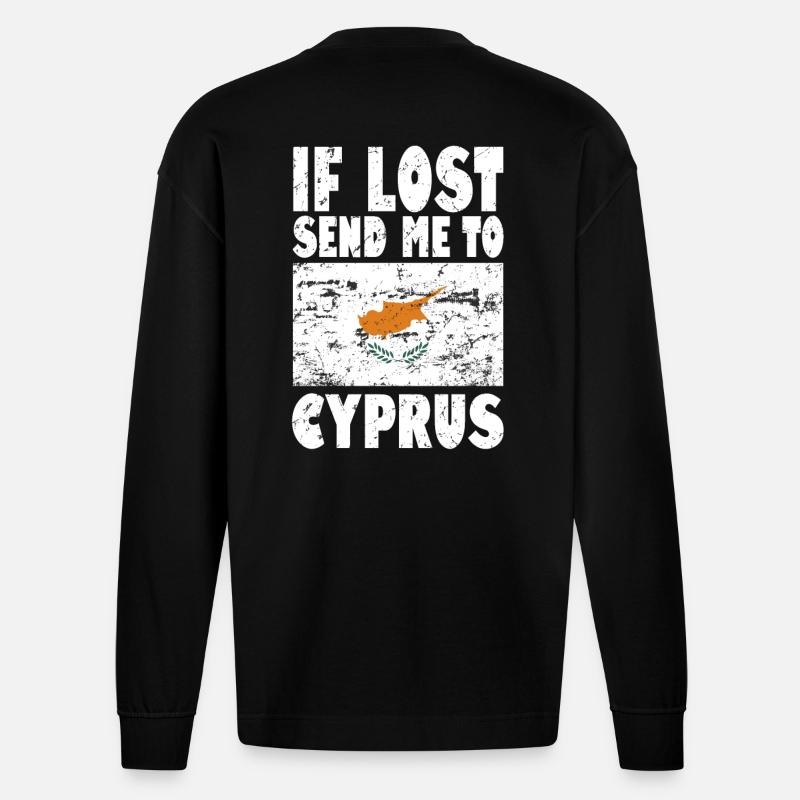 Drapeau de Chypre Disant - Manches longues bio épais oversize fabriqué en UE - SOLID BLACK