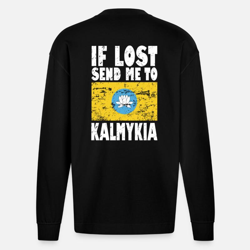 Drapeau de Kalmoukie - Manches longues bio épais oversize fabriqué en UE - SOLID BLACK