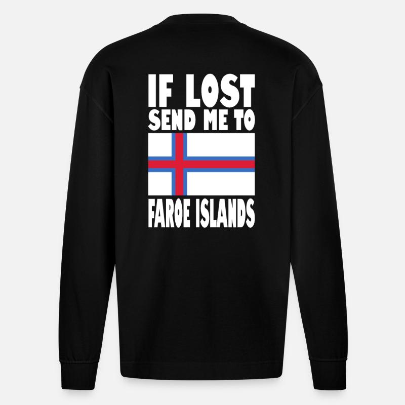 Drapeau des îles Féroé - Manches longues bio épais oversize fabriqué en UE - SOLID BLACK
