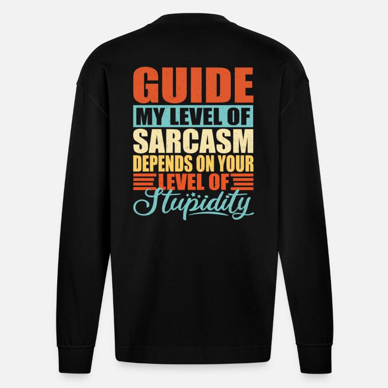 Guide Tourguide Spruch - Heavyweight Oversized Organic Langarmshirt Made in EU - SOLID BLACK