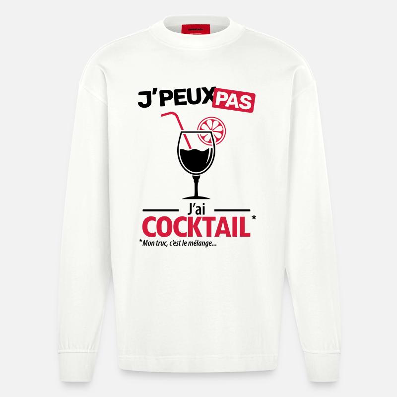 J'peux pas, j'ai cocktail - Manches longues bio épais oversize fabriqué en UE - OFF WHITE