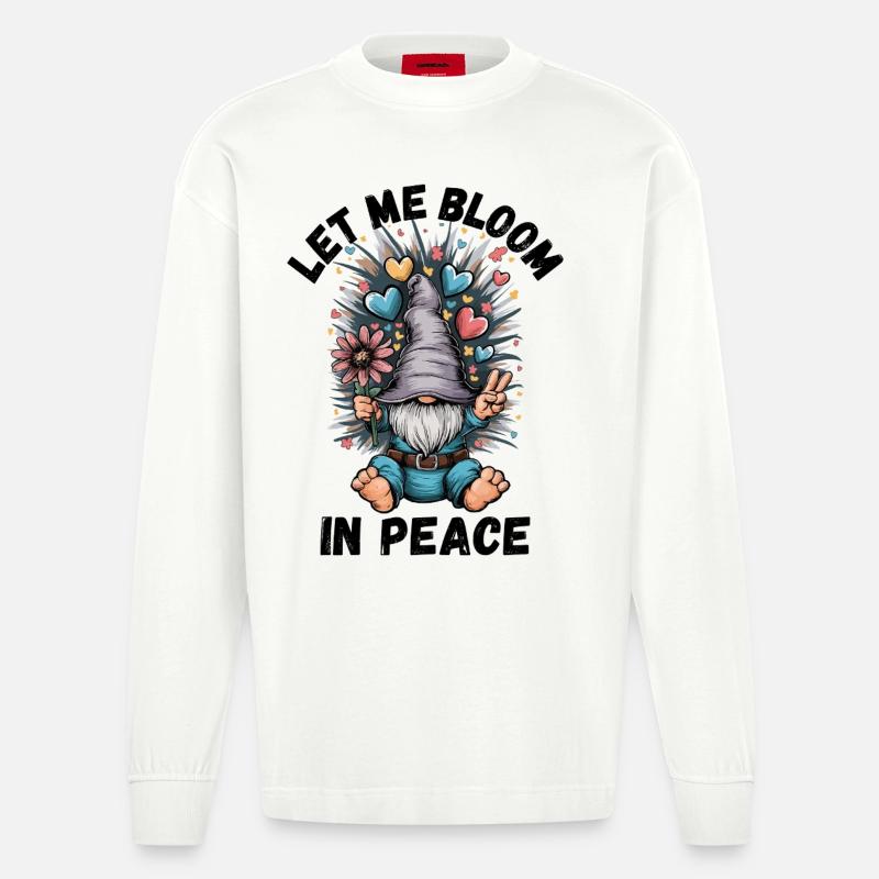 Lass mich in Ruhe erblühen - Heavyweight Oversized Organic Langarmshirt Made in EU - OFF WHITE