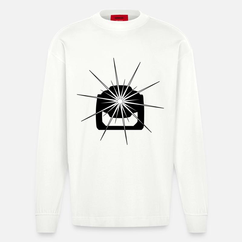 Movinghead in Schwarz - Heavyweight Oversized Organic Langarmshirt Made in EU - OFF WHITE