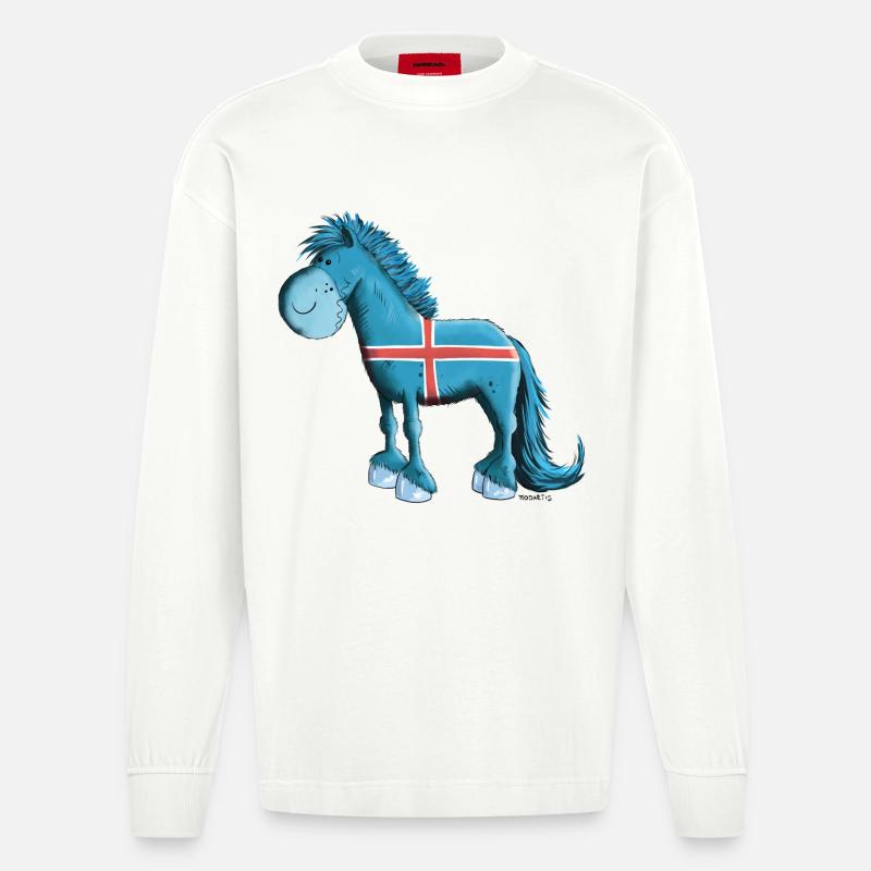 Der Isländer ist da - Heavyweight Oversized Organic Langarmshirt Made in EU - OFF WHITE