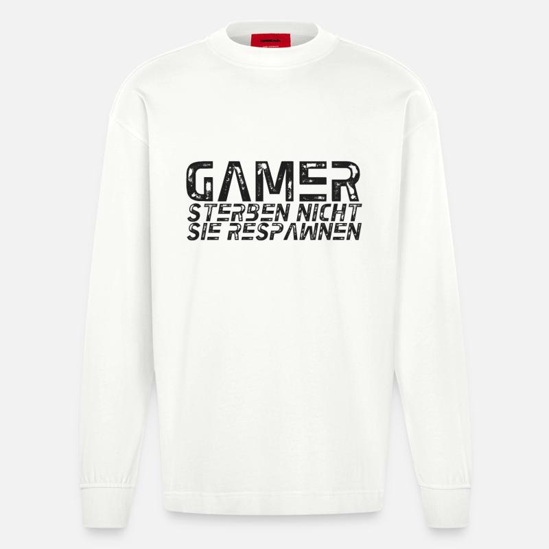 GAMER DIE PAS VOUS respawn - Manches longues bio épais oversize fabriqué en UE - OFF WHITE