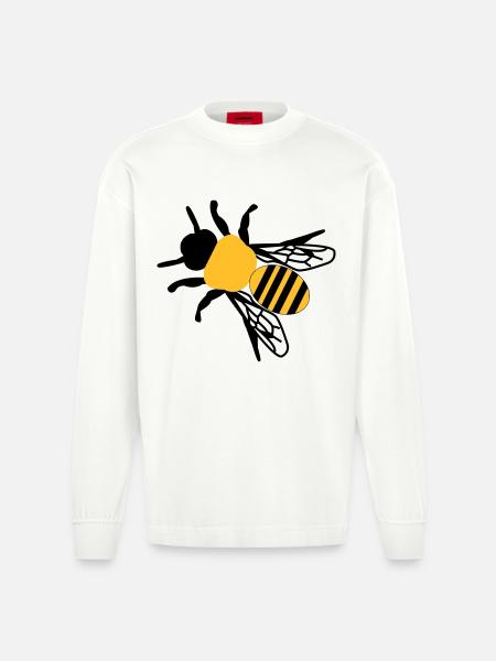 Biene klein - Heavyweight Oversized Organic Langarmshirt Made in EU - OFF WHITE