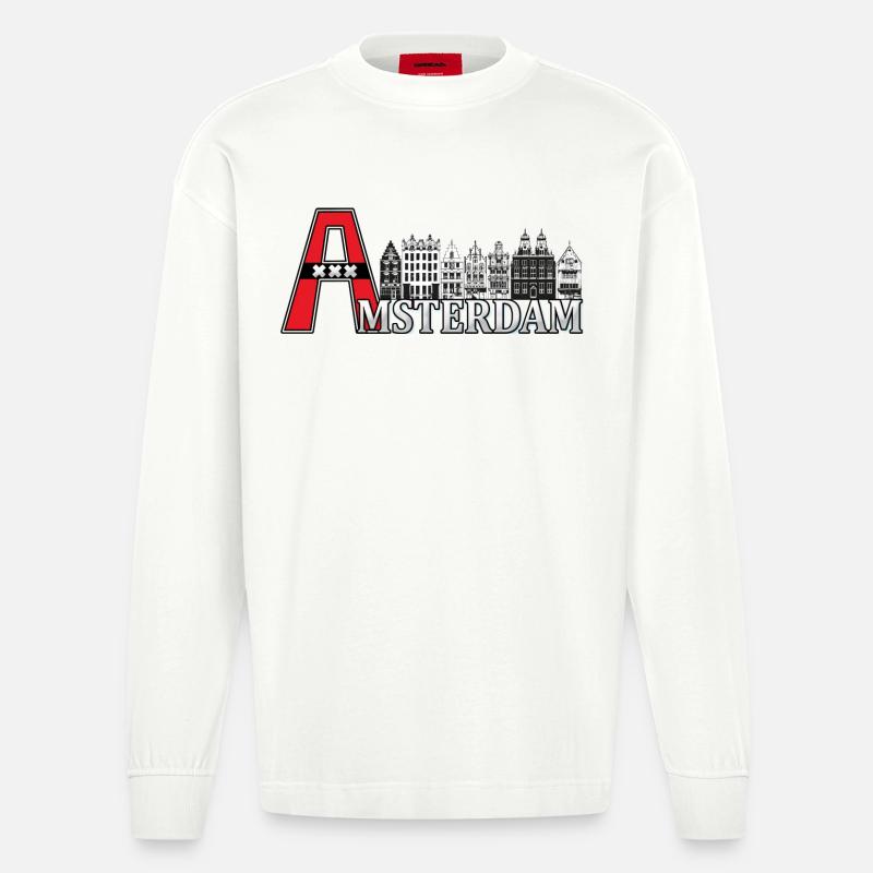 Amsterdam avec un grand A - Manches longues bio épais oversize fabriqué en UE - OFF WHITE