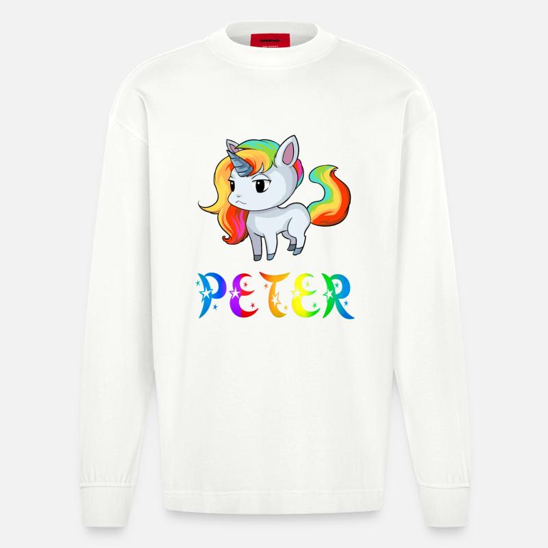 Einhorn Peter - Heavyweight Oversized Organic Langarmshirt Made in EU - OFF WHITE