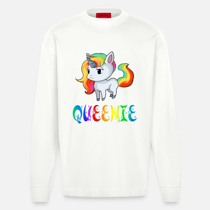 Einhorn Queenie - Heavyweight Oversized Organic Langarmshirt Made in EU - OFF WHITE
