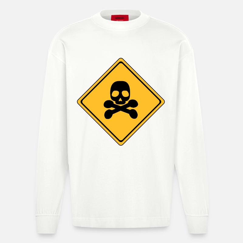 Panneau d’avertissement de danger # - Manches longues bio épais oversize fabriqué en UE - OFF WHITE