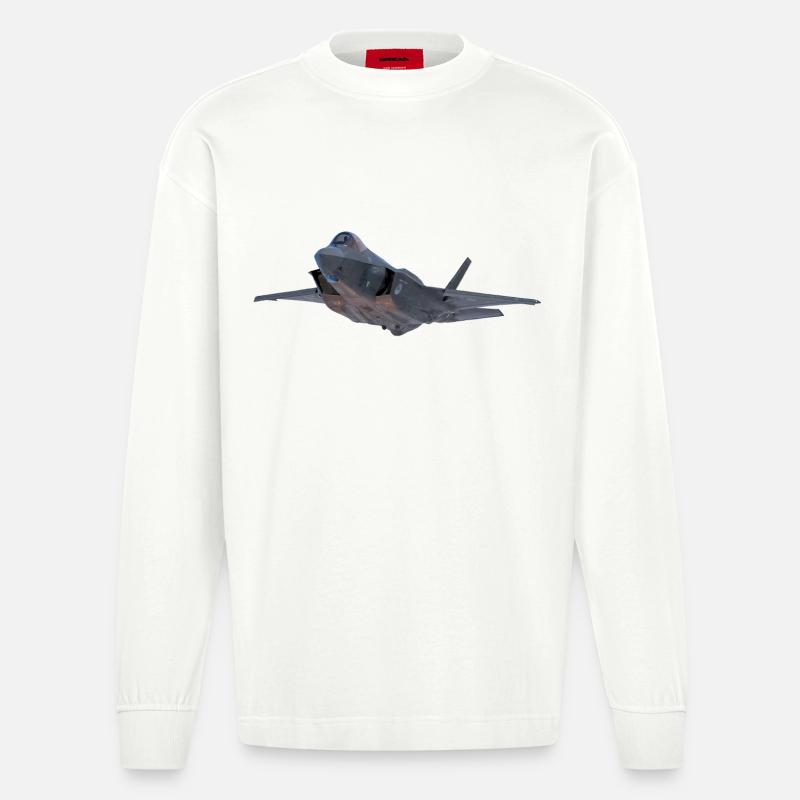 F-35 - Heavyweight Oversized Organic Langarmshirt Made in EU - OFF WHITE
