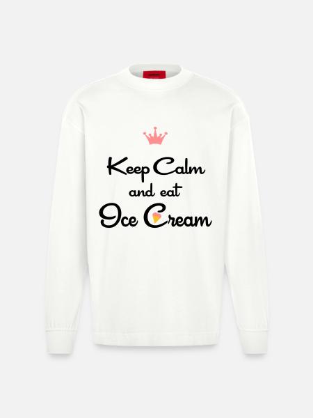 ice cream - Heavyweight Oversized Organic Longsleeve Shirt Made in EU - OFF WHITE
