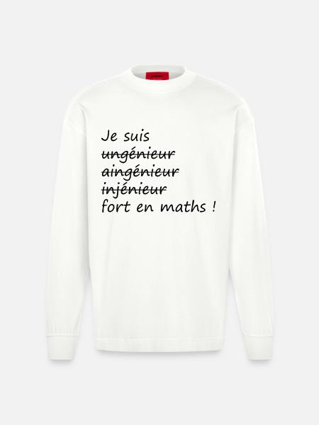 Je suis fort en maths - Manches longues bio épais oversize fabriqué en UE - OFF WHITE