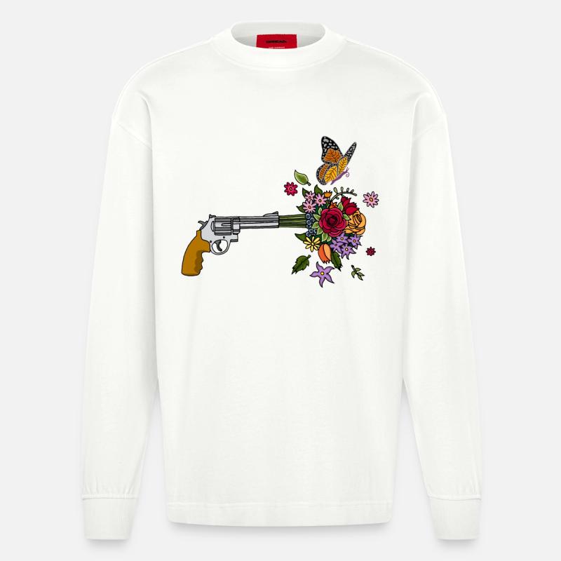 Die Friedenswaffe - Heavyweight Oversized Organic Langarmshirt Made in EU - OFF WHITE