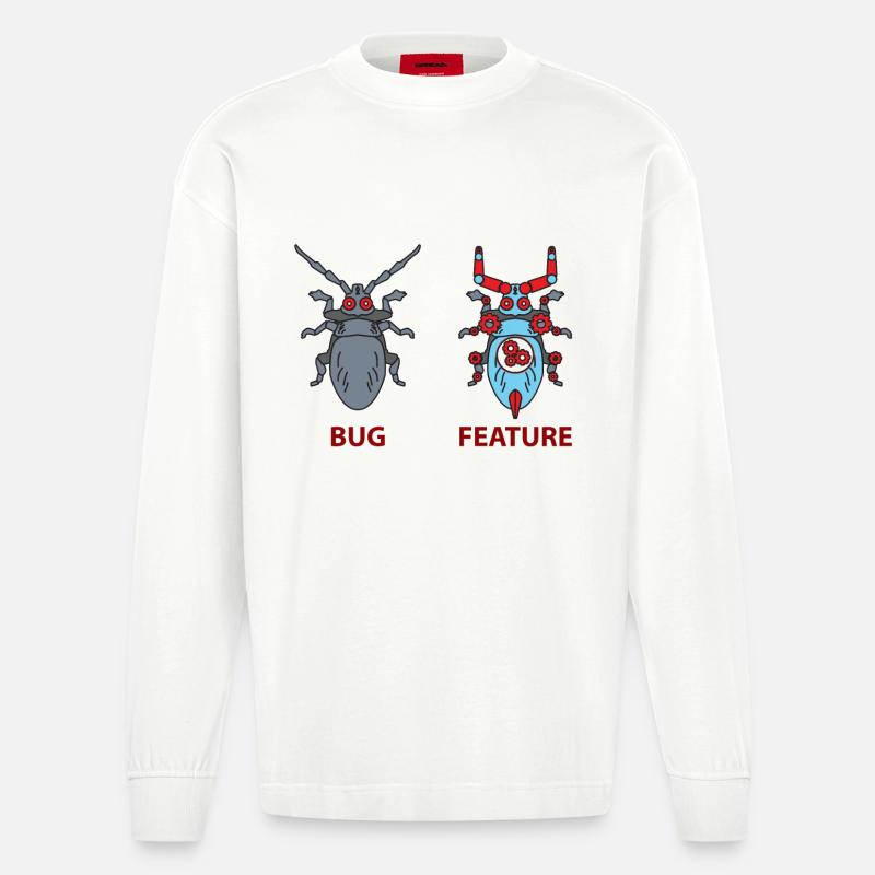 Blague programmeur - Manches longues bio épais oversize fabriqué en UE - OFF WHITE
