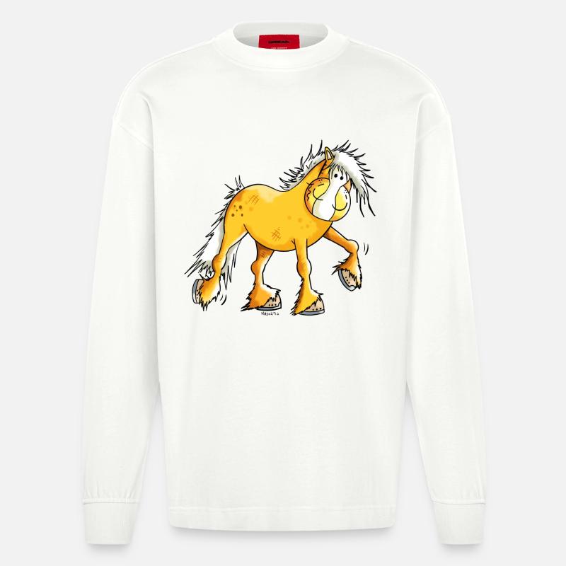 Hera der Haflinger - Heavyweight Oversized Organic Langarmshirt Made in EU - OFF WHITE