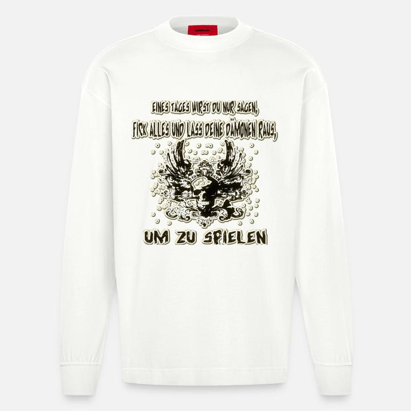 Dämon raus lassen - Heavyweight Oversized Organic Langarmshirt Made in EU - OFF WHITE