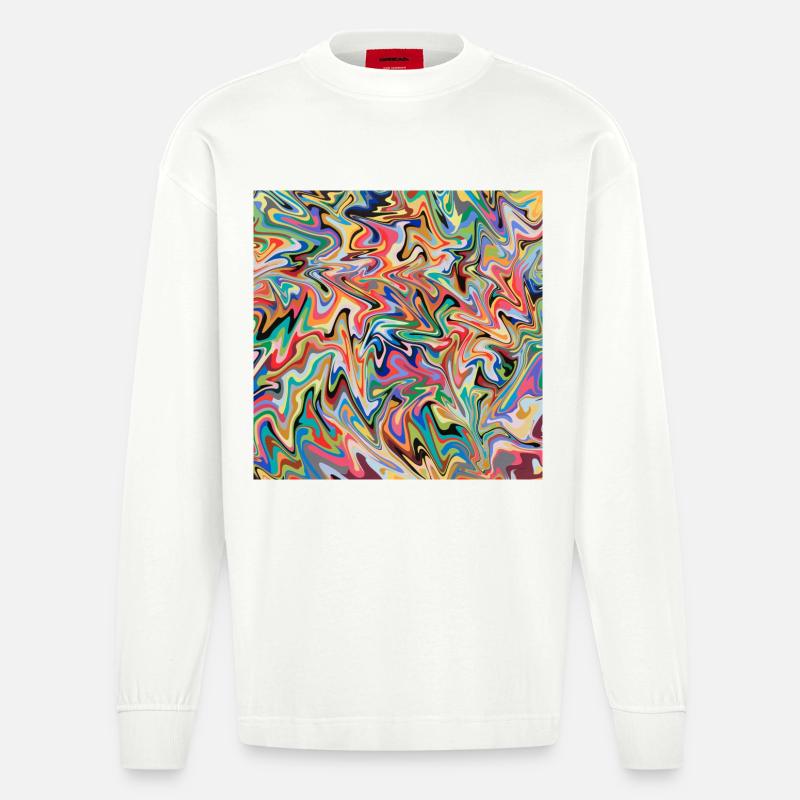 bunte Maus Pad bunte Mausmatte - Heavyweight Oversized Organic Langarmshirt Made in EU - OFF WHITE