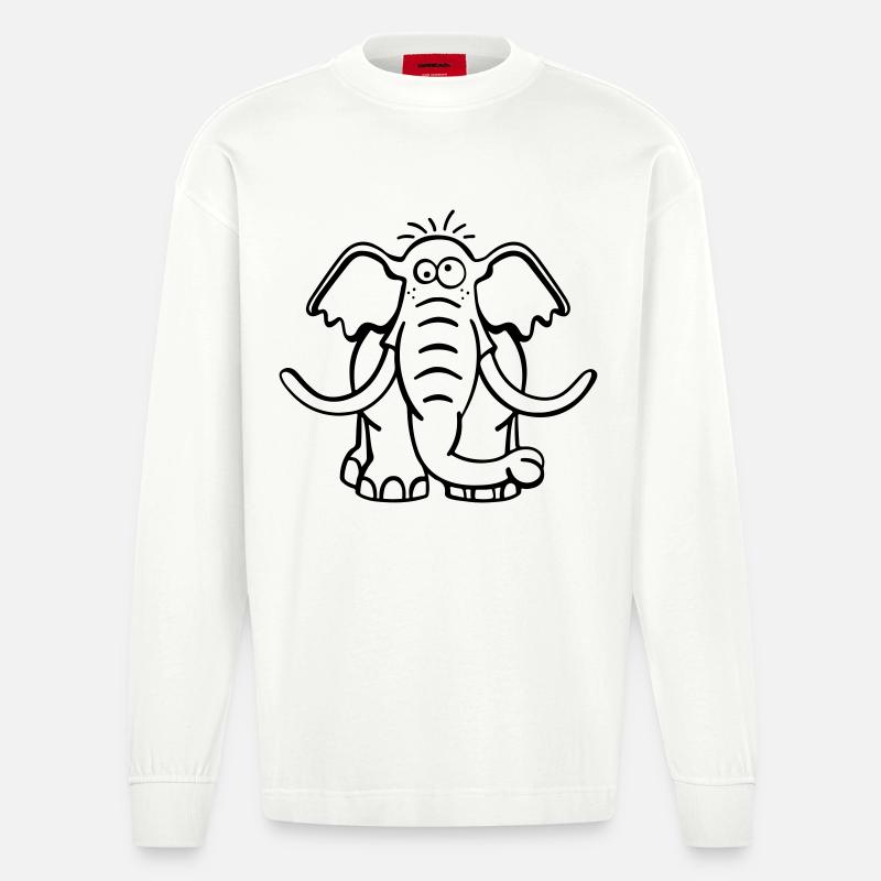 Großer Elefant - Heavyweight Oversized Organic Langarmshirt Made in EU - OFF WHITE