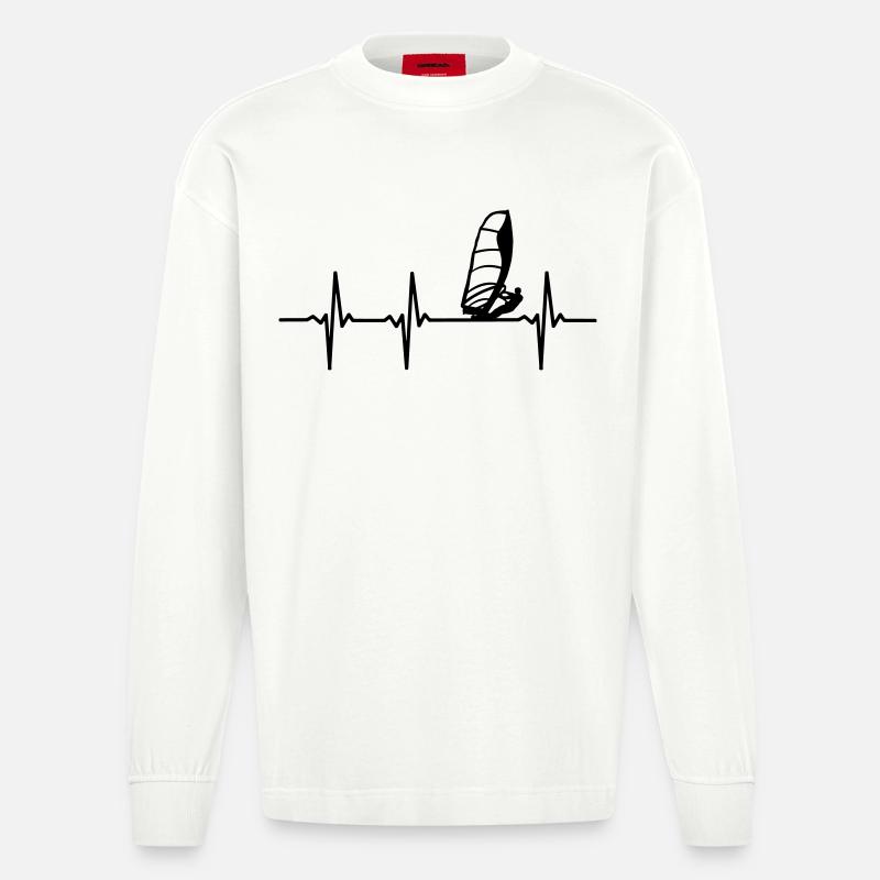 Windsurfer EKG - Heavyweight Oversized Organic Langarmshirt Made in EU - OFF WHITE