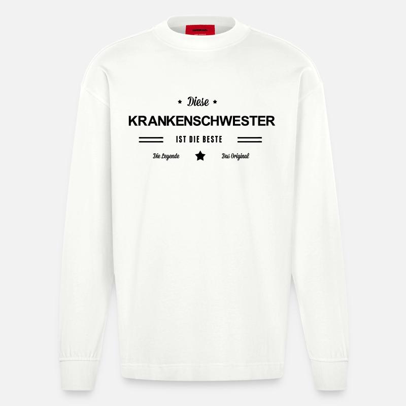 Beste Krankenschwester - Heavyweight Oversized Organic Langarmshirt Made in EU - OFF WHITE