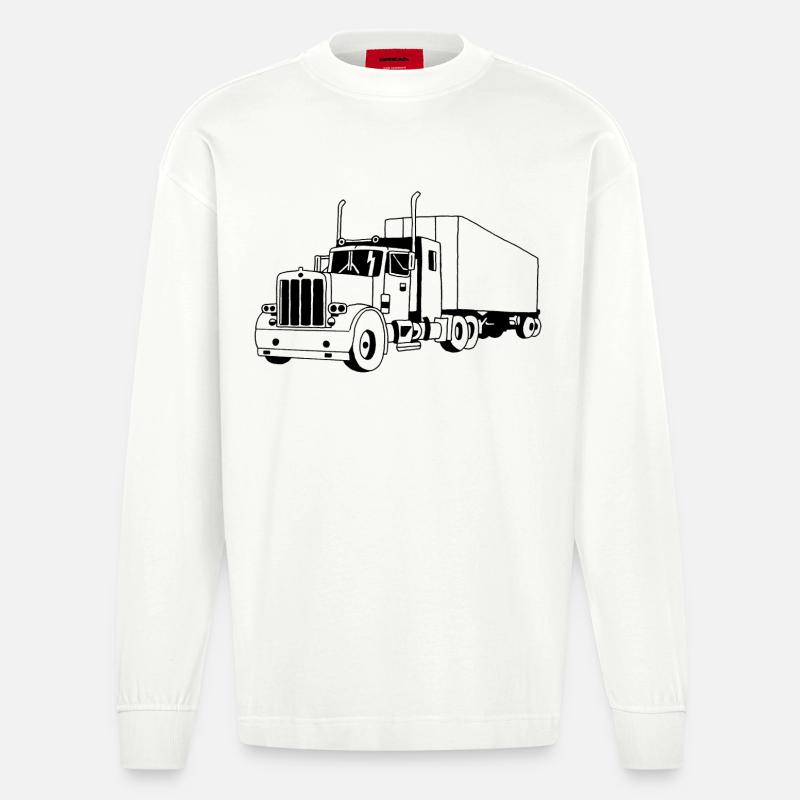 SCHWARZER LKW - Heavyweight Oversized Organic Langarmshirt Made in EU - OFF WHITE