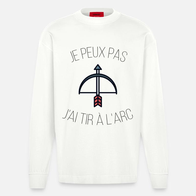 Ich kann nicht Bogenschießen - Heavyweight Oversized Organic Langarmshirt Made in EU - OFF WHITE