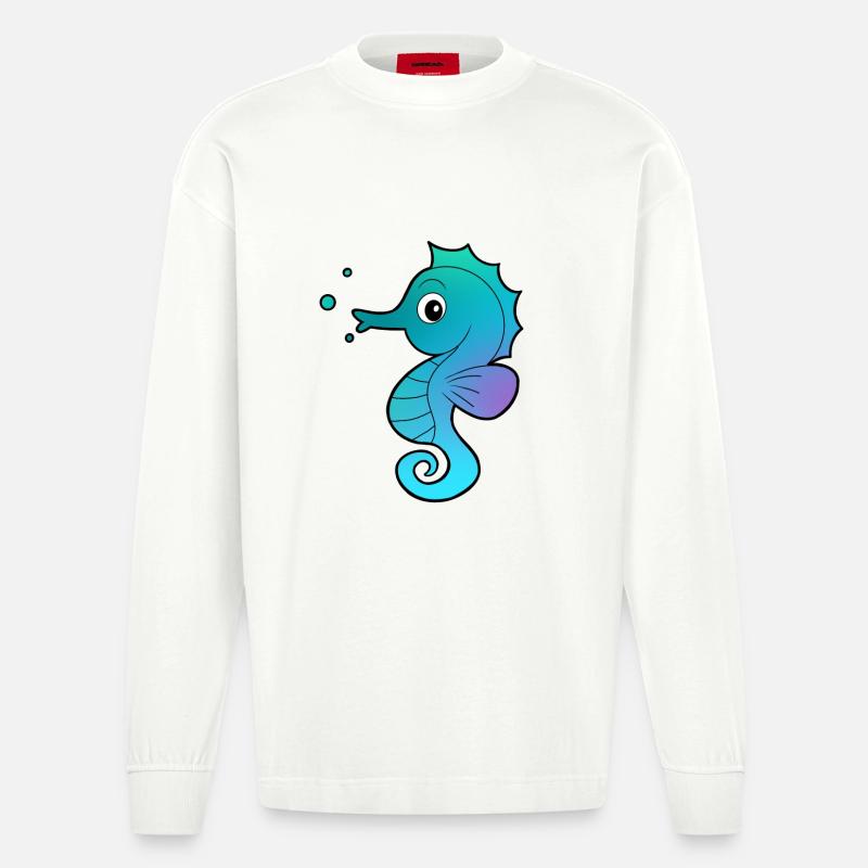 Hippocampe hippocampe - Manches longues bio épais oversize fabriqué en UE - OFF WHITE
