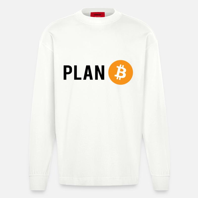 Plan B - Bitcoin plan - Heavyweight Oversized Organic Longsleeve Shirt Made in EU - OFF WHITE