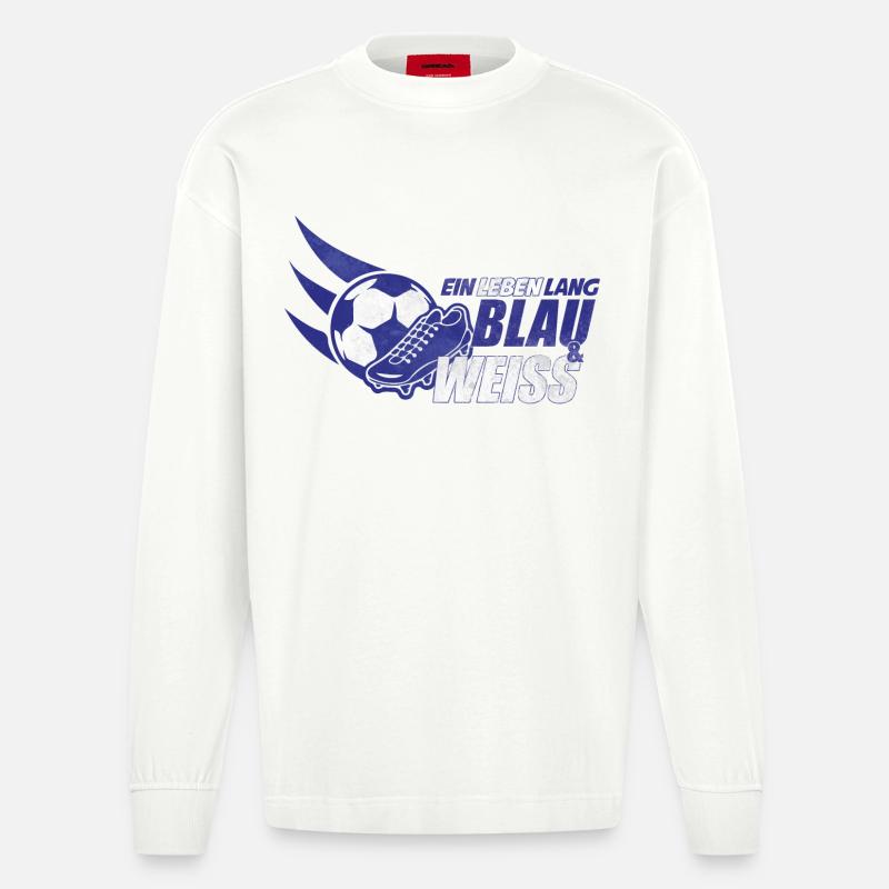 Blau & Weiss ein Leben Lang Geschenkidee - Heavyweight Oversized Organic Langarmshirt Made in EU - OFF WHITE