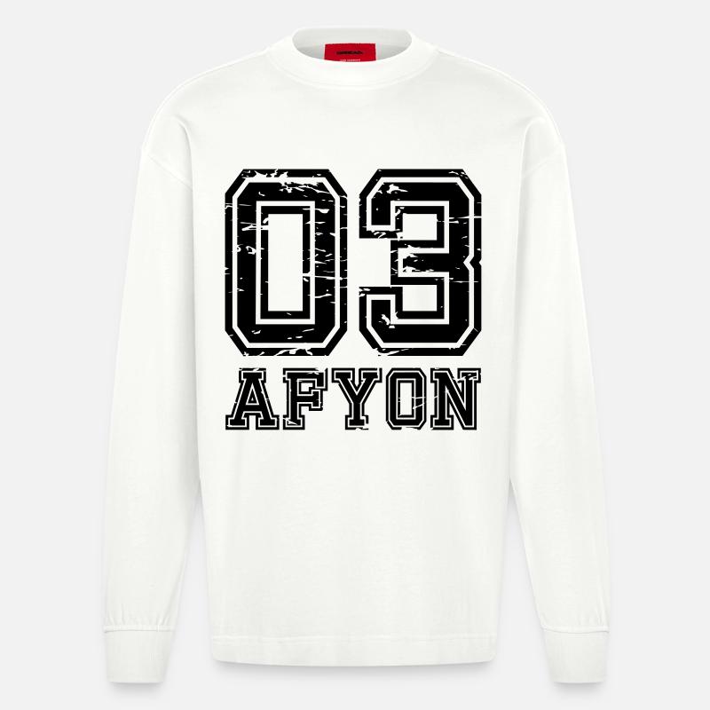 Afyon 03 used look - Heavyweight Oversized Organic Langarmshirt Made in EU - OFF WHITE