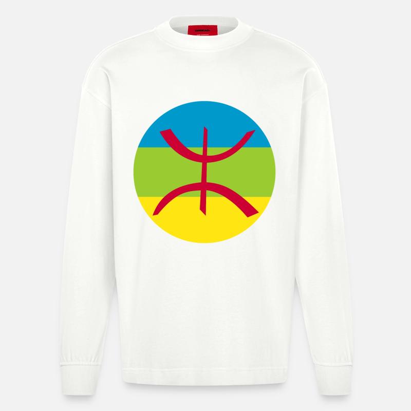 Sticker drapeau berbère cocarde amazigh - Manches longues bio épais oversize fabriqué en UE - OFF WHITE