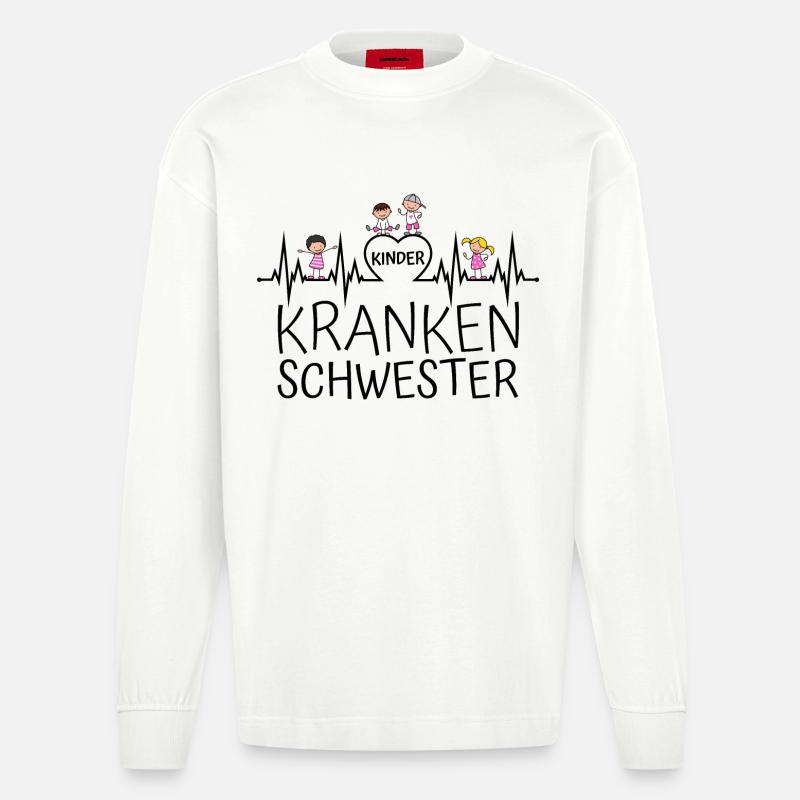 Kinderkrankenschwester Kinder Krankenschwester - Heavyweight Oversized Organic Langarmshirt Made in EU - OFF WHITE