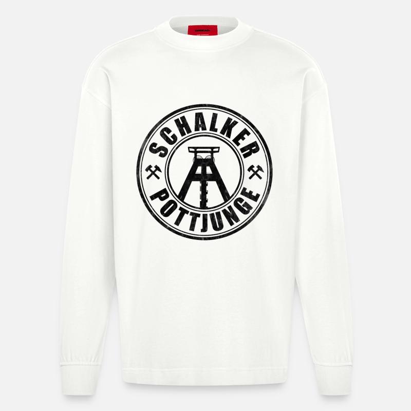 Schalker Pottjunge | Gelsenkirchen Ruhrpott Junge - Heavyweight Oversized Organic Langarmshirt Made in EU - OFF WHITE
