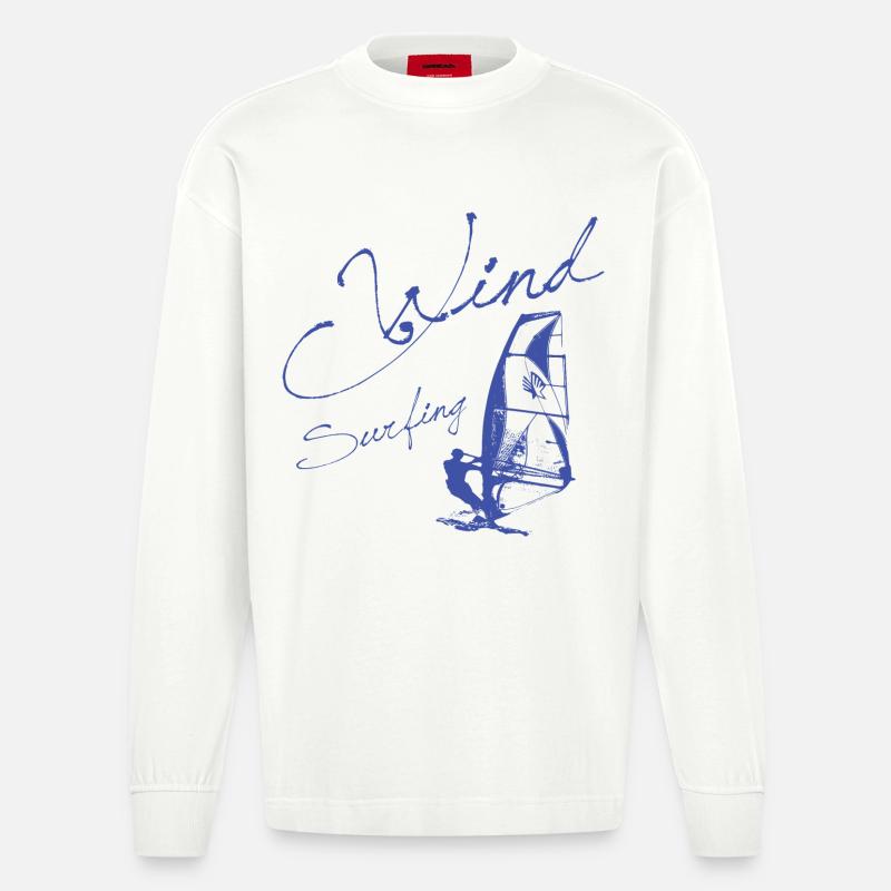 WINDSURFING - SURFER WINDSURFER Geschenk - Heavyweight Oversized Organic Langarmshirt Made in EU - OFF WHITE