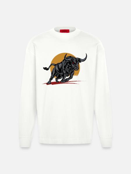 Wilderness Animal - Heavyweight Oversized Organic Longsleeve Shirt Made in EU - OFF WHITE