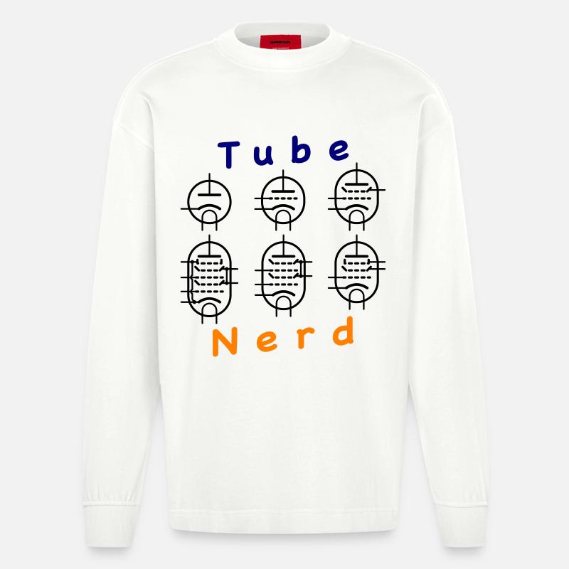 Vacuum Tube Nerd - Heavyweight Oversized Organic Langarmshirt Made in EU - OFF WHITE